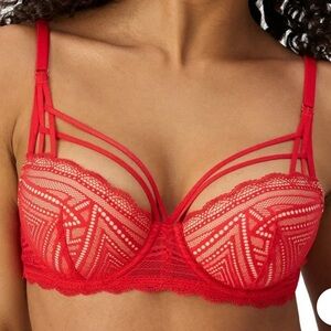 Adored by Adore Me Women’s Tessa Geo Lace Contour Underwire Bra SZ 38C in Red